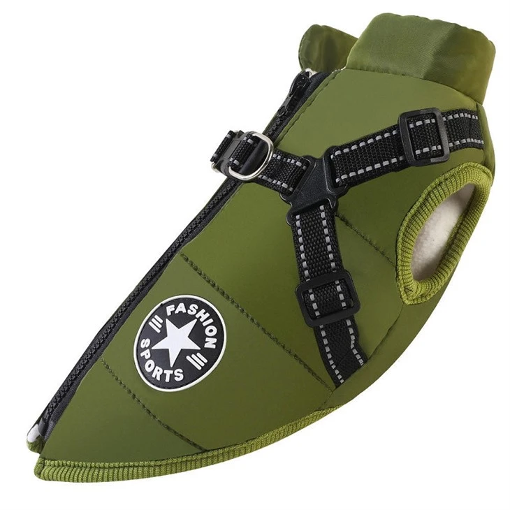 Custom Dog Jacket Cotton Padded Clothes With Reflective Straps For Puppy